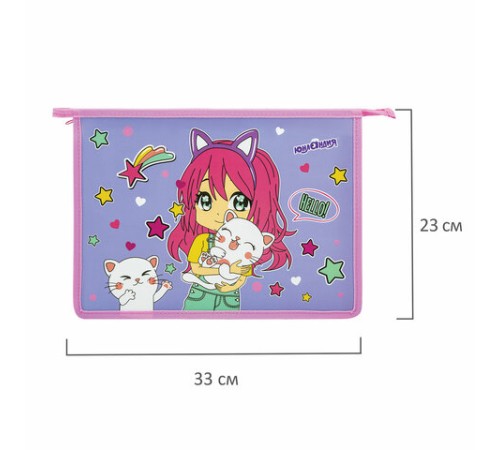 Папка для тетрадей ЮНЛАНДИЯ А4, 1 отделение, пластик, на молнии, 