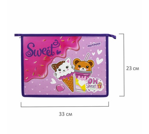 Папка для тетрадей ЮНЛАНДИЯ А4, 1 отделение, пластик, на молнии, 