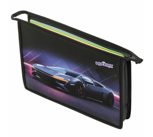 Папка для тетрадей ЮНЛАНДИЯ А4, 1 отделение, пластик, на молнии, 