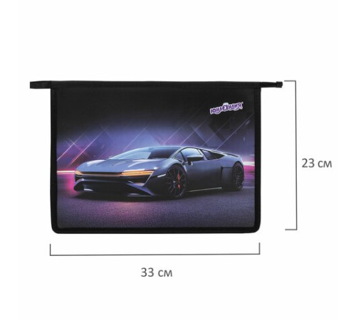 Папка для тетрадей ЮНЛАНДИЯ А4, 1 отделение, пластик, на молнии, 