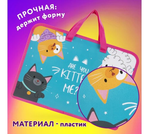 Папка на молнии с ручками ЮНЛАНДИЯ А4, 1 отделение, пластик, ширина 45 мм, 