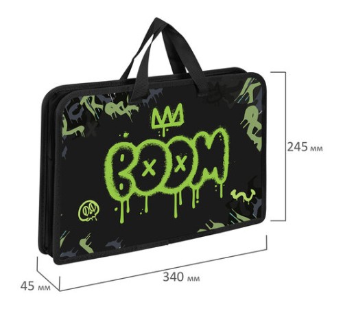 Папка на молнии с ручками ЮНЛАНДИЯ А4, 1 отделение, пластик, ширина 45 мм, 