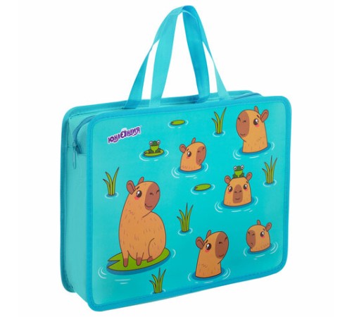 Папка на молнии с ручками ЮНЛАНДИЯ А4, 1 отделение, пластик, 80 мм, 