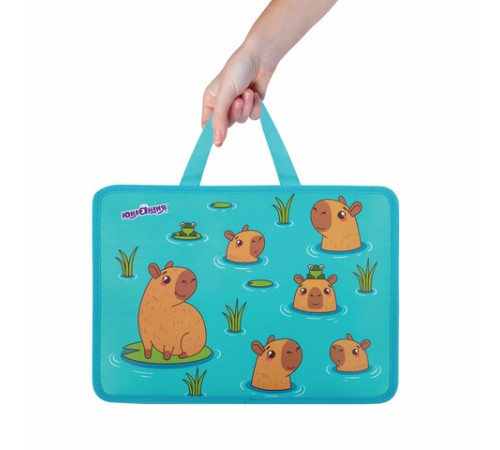 Папка на молнии с ручками ЮНЛАНДИЯ А4, 1 отделение, пластик, 80 мм, 