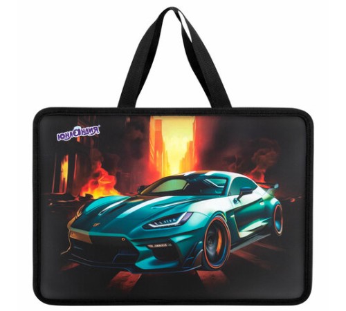 Папка на молнии с ручками ЮНЛАНДИЯ А4, 1 отделение, пластик, 80 мм, 