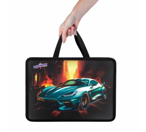 Папка на молнии с ручками ЮНЛАНДИЯ А4, 1 отделение, пластик, 80 мм, 