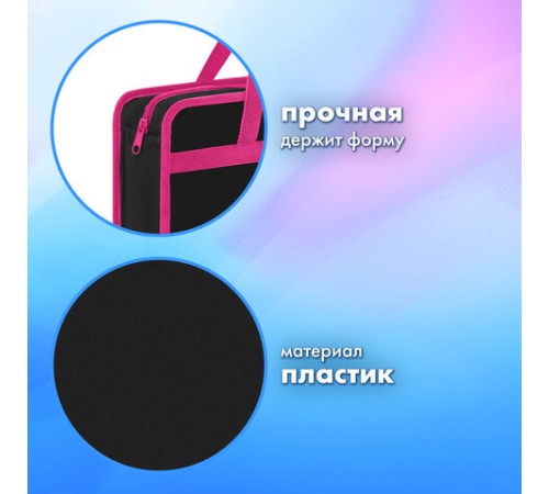 Папка на молнии с ручками BRAUBERG А4, 1 отделение, пластик, 80 мм, 