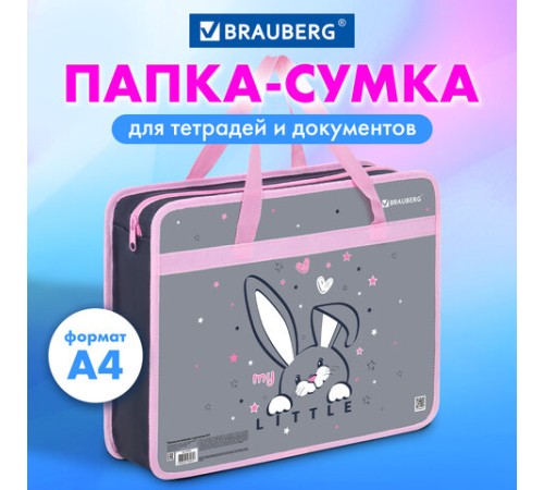Папка на молнии с ручками BRAUBERG А4, 1 отделение, пластик, 80 мм, 