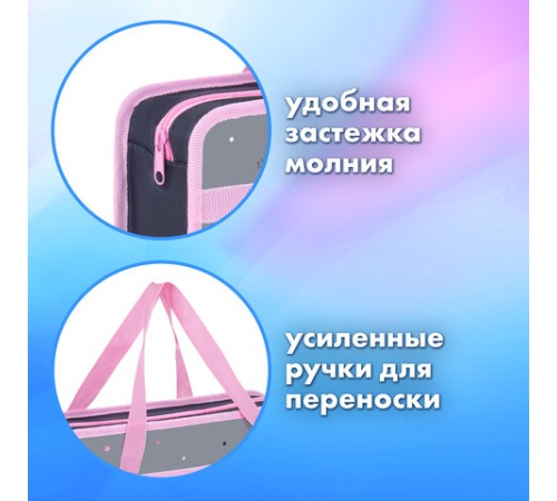 Папка на молнии с ручками BRAUBERG А4, 1 отделение, пластик, 80 мм, 