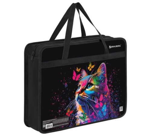 Папка на молнии с ручками BRAUBERG А4, 1 отделение, пластик, 80 мм, 