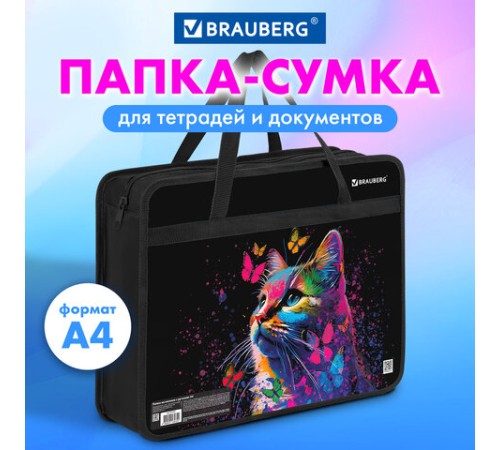 Папка на молнии с ручками BRAUBERG А4, 1 отделение, пластик, 80 мм, 