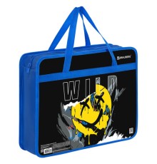 Папка на молнии с ручками BRAUBERG А4, 1 отделение, пластик, 80 мм, 