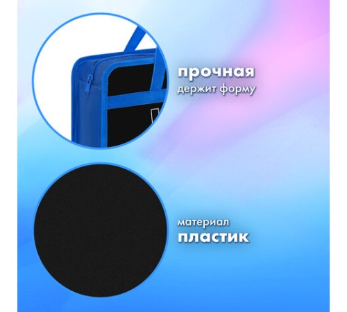 Папка на молнии с ручками BRAUBERG А4, 1 отделение, пластик, 80 мм, 