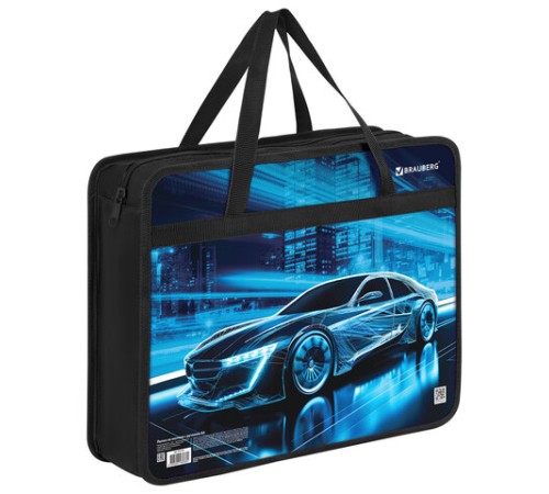 Папка на молнии с ручками BRAUBERG А4, 1 отделение, пластик, 80 мм, 