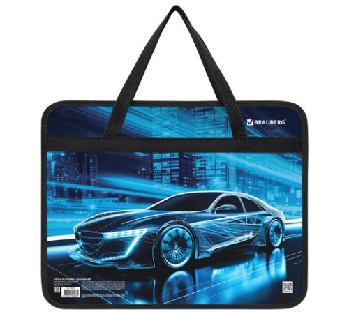 Папка на молнии с ручками BRAUBERG А4, 1 отделение, пластик, 80 мм, 