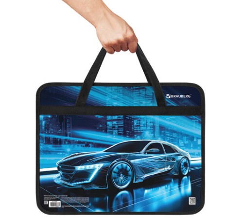 Папка на молнии с ручками BRAUBERG А4, 1 отделение, пластик, 80 мм, 