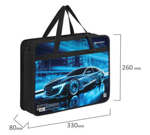 Папка на молнии с ручками BRAUBERG А4, 1 отделение, пластик, 80 мм, 