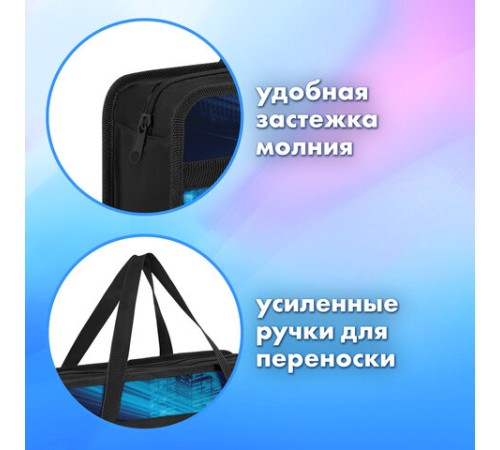 Папка на молнии с ручками BRAUBERG А4, 1 отделение, пластик, 80 мм, 