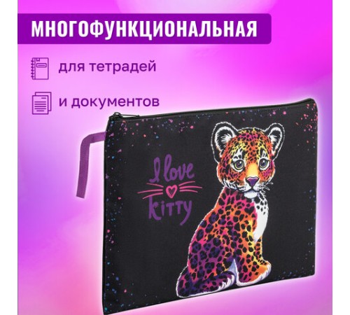 Папка для тетрадей BRAUBERG А4, 1 отделение, полиэстер, на молнии, с ручкой, 