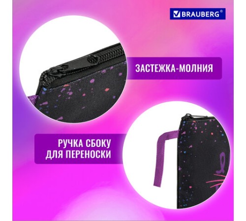 Папка для тетрадей BRAUBERG А4, 1 отделение, полиэстер, на молнии, с ручкой, 