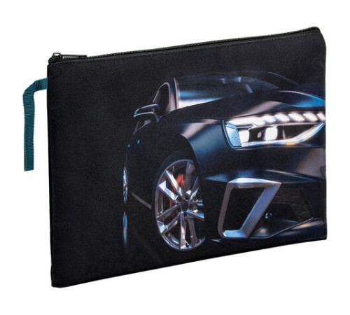 Папка для тетрадей BRAUBERG А4, 1 отделение, полиэстер, на молнии, с ручкой, Super car, 272171