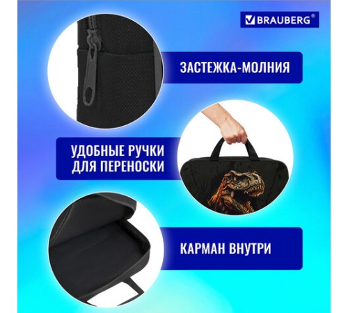 Папка на молнии с ручками BRAUBERG А4, 1 отделение, полиэстер, 80 мм, 