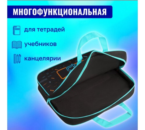 Папка на молнии с ручками BRAUBERG А4, 1 отделение, полиэстер, 80 мм, 