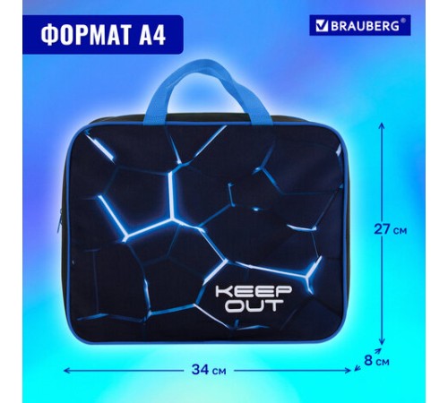 Папка на молнии с ручками BRAUBERG А4, 1 отделение, полиэстер, 80 мм, 
