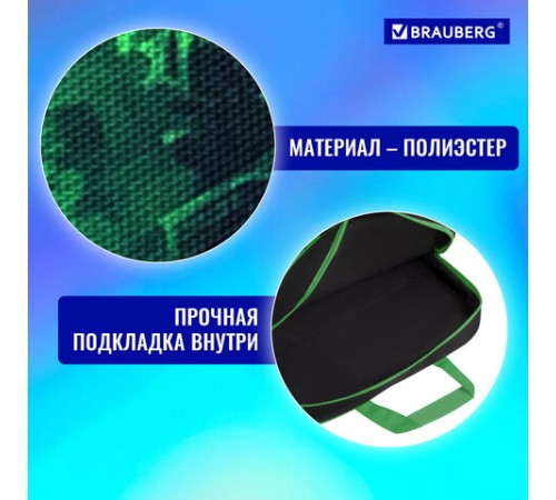 Папка на молнии с ручками BRAUBERG А4, 1 отделение, полиэстер, 80 мм, 