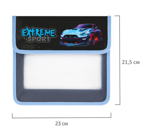 Папка для тетрадей ЮНЛАНДИЯ А5, пластик, 2 отделения, клапан на липучке, Extreme, 272190