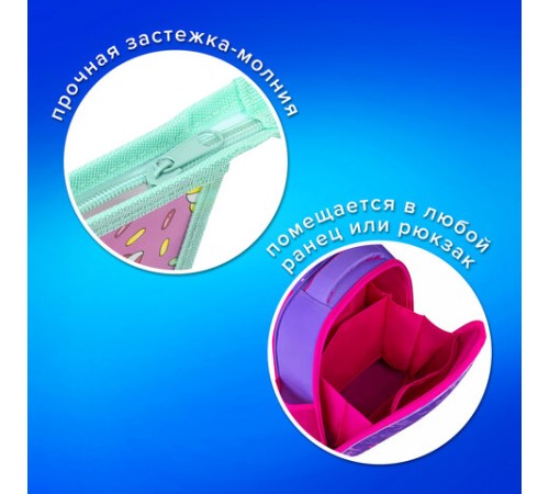 Папка для тетрадей ПИФАГОР А5, 1 отделение, пластик, на молнии, Sweet mood, 272193