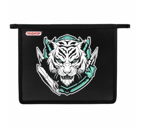 Папка для тетрадей ПИФАГОР А5, 1 отделение, пластик, на молнии, White tiger, 272195
