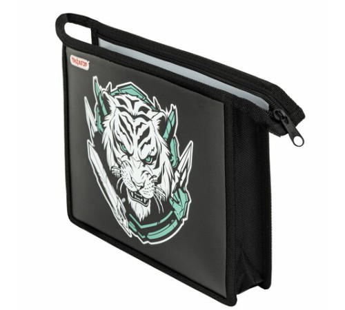Папка для тетрадей ПИФАГОР А5, 1 отделение, пластик, на молнии, White tiger, 272195
