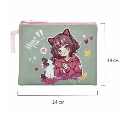 Папка для тетрадей BRAUBERG А5, 1 отделение, полиэстер, на молнии, с ручкой, 