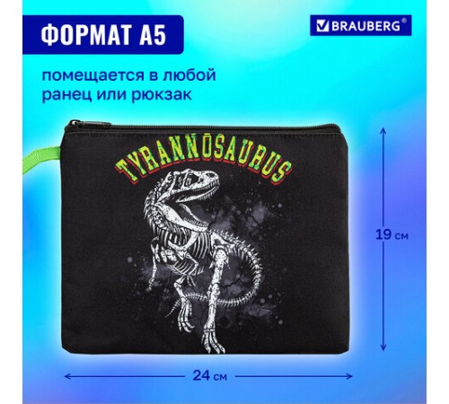 Папка для тетрадей BRAUBERG А5, 1 отделение, полиэстер, на молнии, с ручкой, 