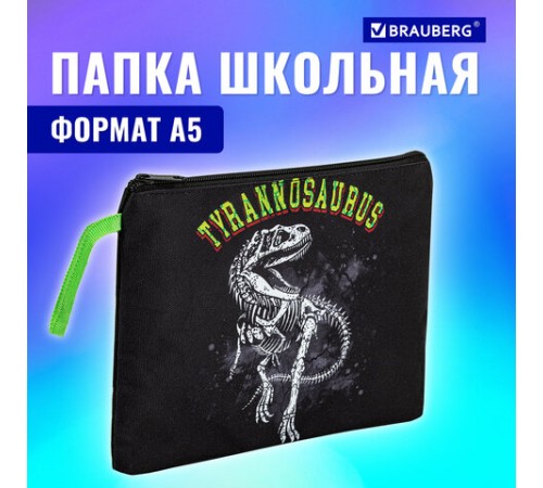 Папка для тетрадей BRAUBERG А5, 1 отделение, полиэстер, на молнии, с ручкой, 