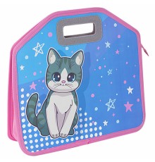 Папка-сумка ЮНЛАНДИЯ, 1 отделение, фетровые ручки, 34х30х11 см, Anime cat, 272204