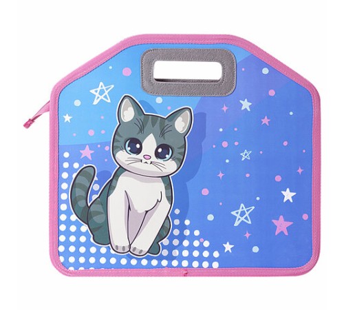 Папка-сумка ЮНЛАНДИЯ, 1 отделение, фетровые ручки, 34х30х11 см, Anime cat, 272204