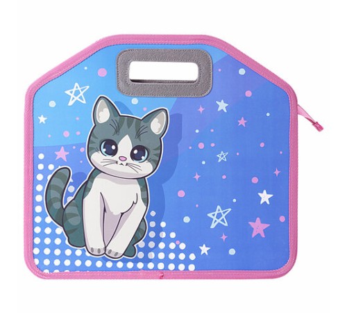 Папка-сумка ЮНЛАНДИЯ, 1 отделение, фетровые ручки, 34х30х11 см, Anime cat, 272204