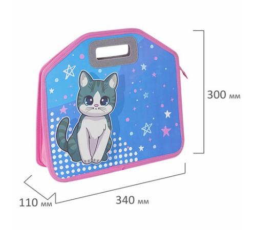 Папка-сумка ЮНЛАНДИЯ, 1 отделение, фетровые ручки, 34х30х11 см, Anime cat, 272204
