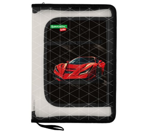 Папка для труда на молнии BRAUBERG KIDS А4, 1 отделение, прозрачная, органайзер, 