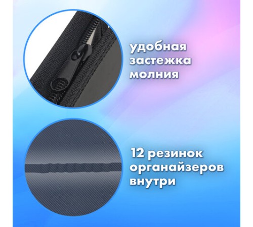 Папка для труда на молнии BRAUBERG А4, 2 отделения, органайзер, 