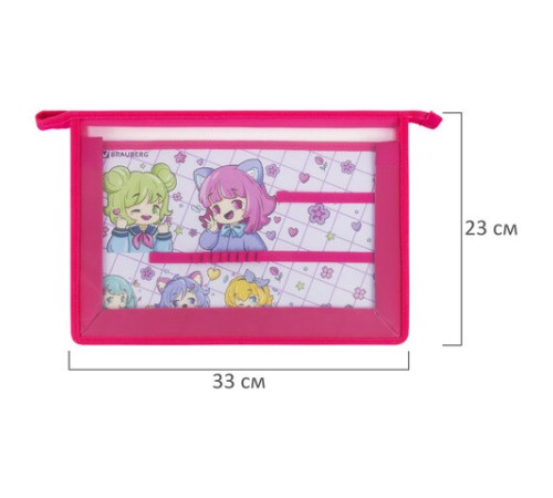 Папка для труда BRAUBERG А4, 2 отделения, пластик, молния сверху, органайзер, 