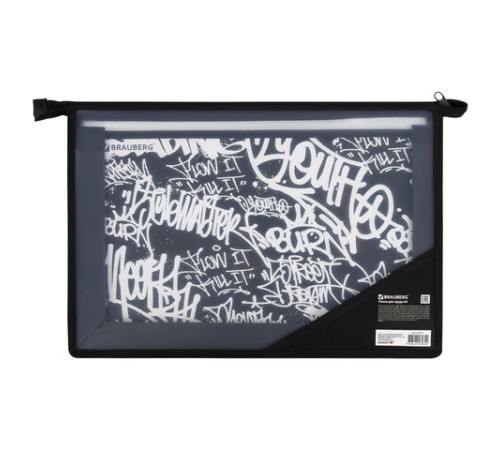 Папка для труда BRAUBERG А4, 2 отделения, пластик, молния сверху, органайзер, 