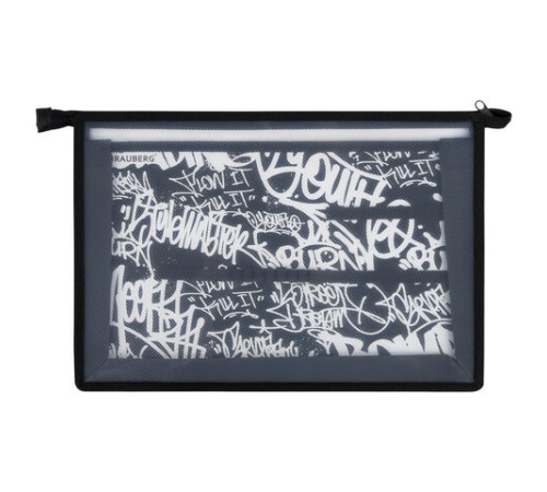 Папка для труда BRAUBERG А4, 2 отделения, пластик, молния сверху, органайзер, 