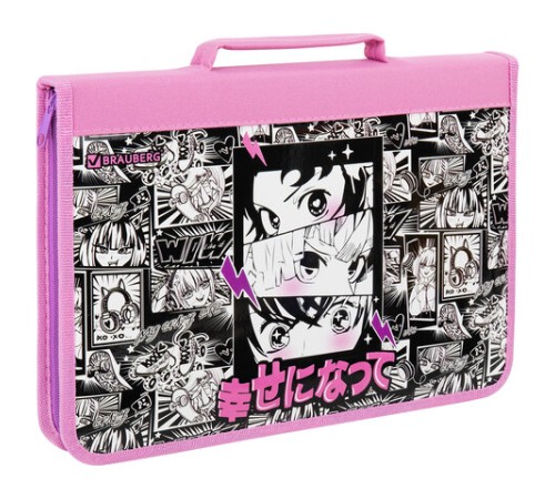 Папка на молнии BRAUBERG А4 с ручкой, с органайзером, 1 отделение, 