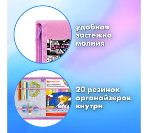 Папка на молнии BRAUBERG А4 с ручкой, с органайзером, 1 отделение, 