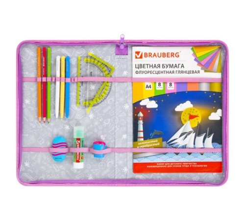 Папка на молнии BRAUBERG А4 с ручкой, с органайзером, 1 отделение, 