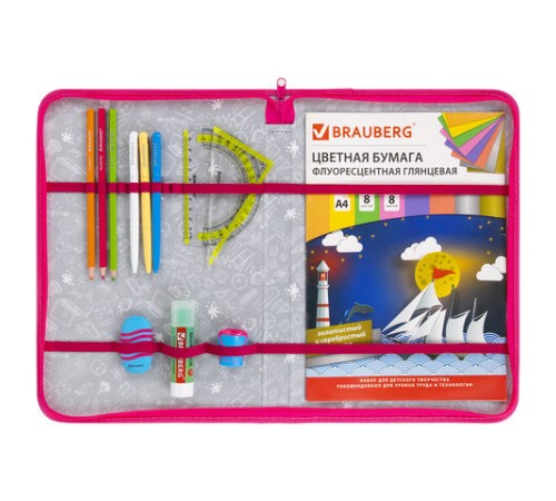 Папка на молнии BRAUBERG А4 с ручкой, с органайзером, 1 отделение, 