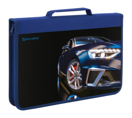 Папка на молнии BRAUBERG А4 с ручкой, с органайзером, 1 отделение, 